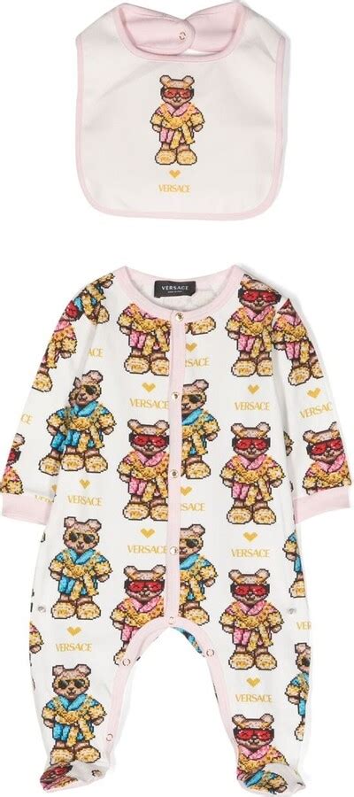 Young Versace Kids Babygrow Teddy Bear Print Set 